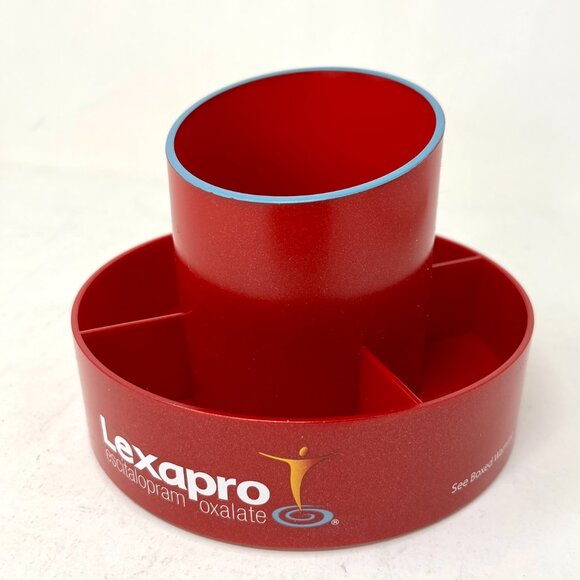 Lexapro Escitalopram Oxalate Red ROTATING DESK ORGANIZER Pharmaceutical Promo - Picture 1 of 4